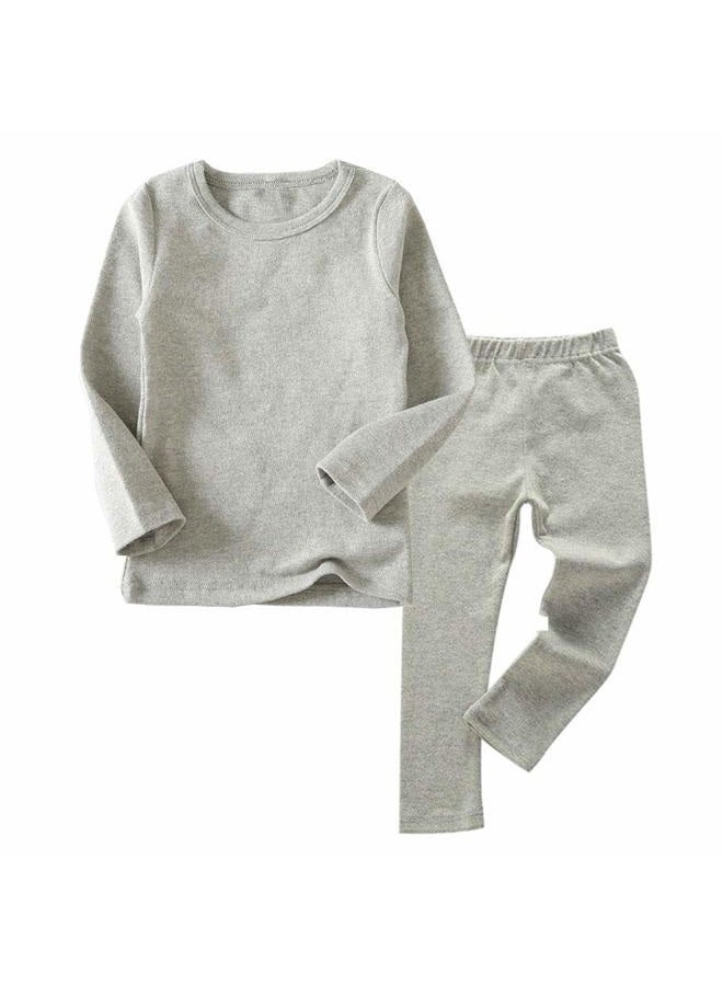 JWWN Toddler Boys Girls Long Johns Thermal Underwear Set 2PC Crewneck Tops and Bottom Little Kids Pajamas Warm Jammies,(LightGray,24Months), Light Gray, 24 Months - Image 1