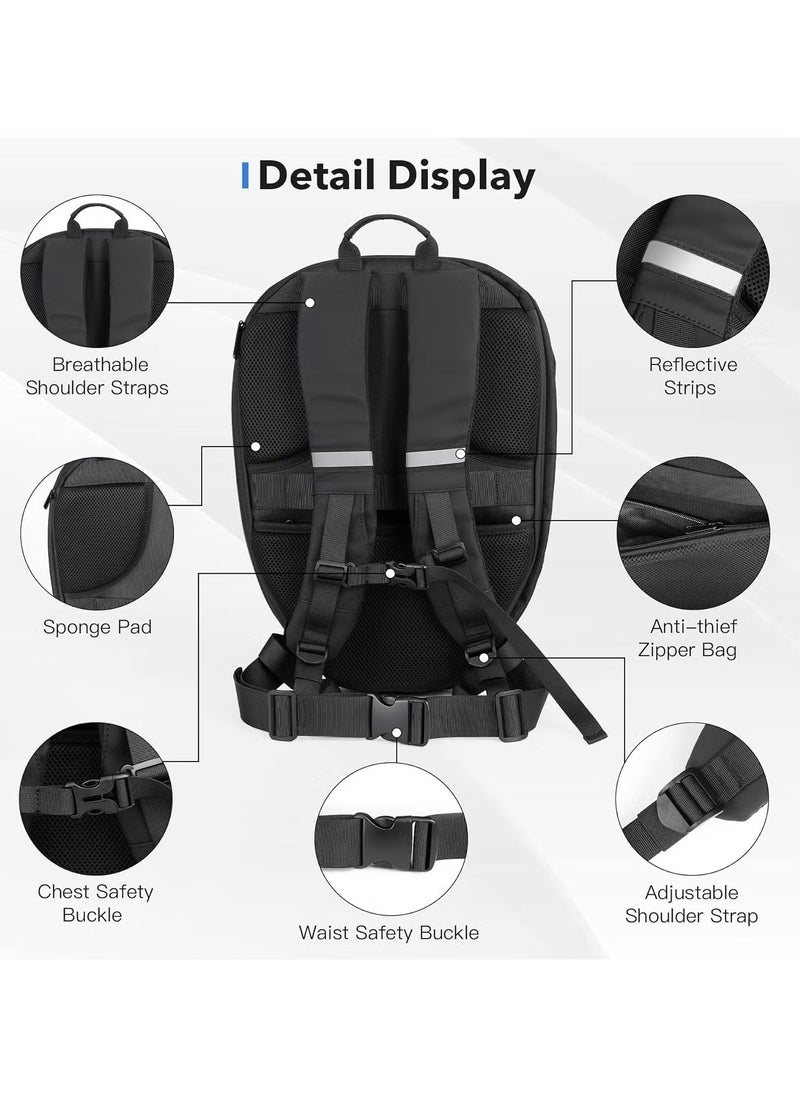 TIGER - LED Knight Smart 19" Backpack - Programmable Motorcycle Helmet Bag with Dynamic Art, Waterproof Hard Shell. - Image 1