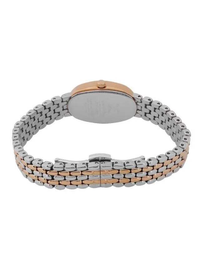 Daniel Klein Women's Stainless Steel Silver and Rose Gold Alloy Case Analog Silver Barrel Sunray Dial Japanese Quartz Premium 30 Meters Water Resistant