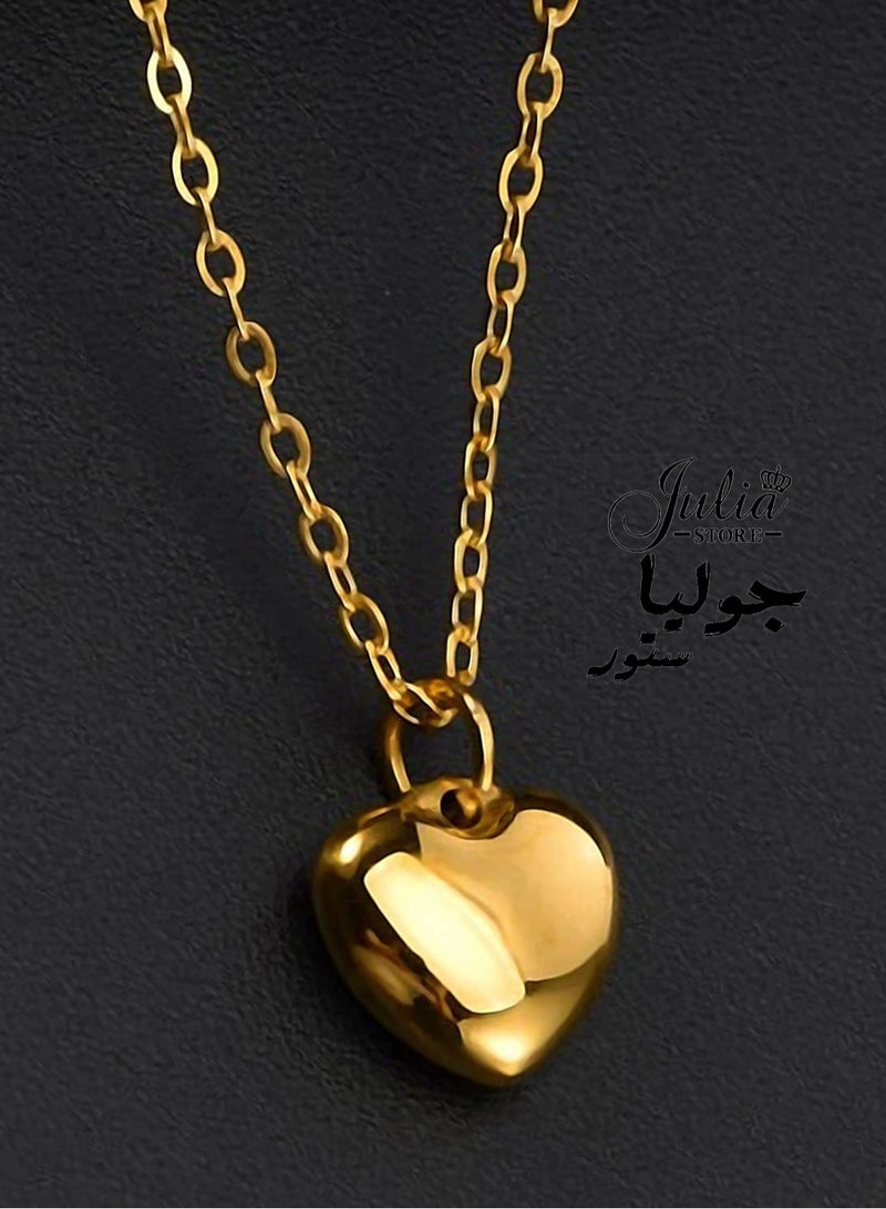 جوليا ستور قلادة على شكل قلب أنيقة للنساء، مصنوعة من الفولاذ المقاوم للصدأ مطلية بالذهب عيار 18 قيراطًا، هدايا مجوهرات لأعياد الميلاد والمناسبات الخاصة بالزفاف والذكرى السنوية للأم والزوجة والصديقة - Image 3