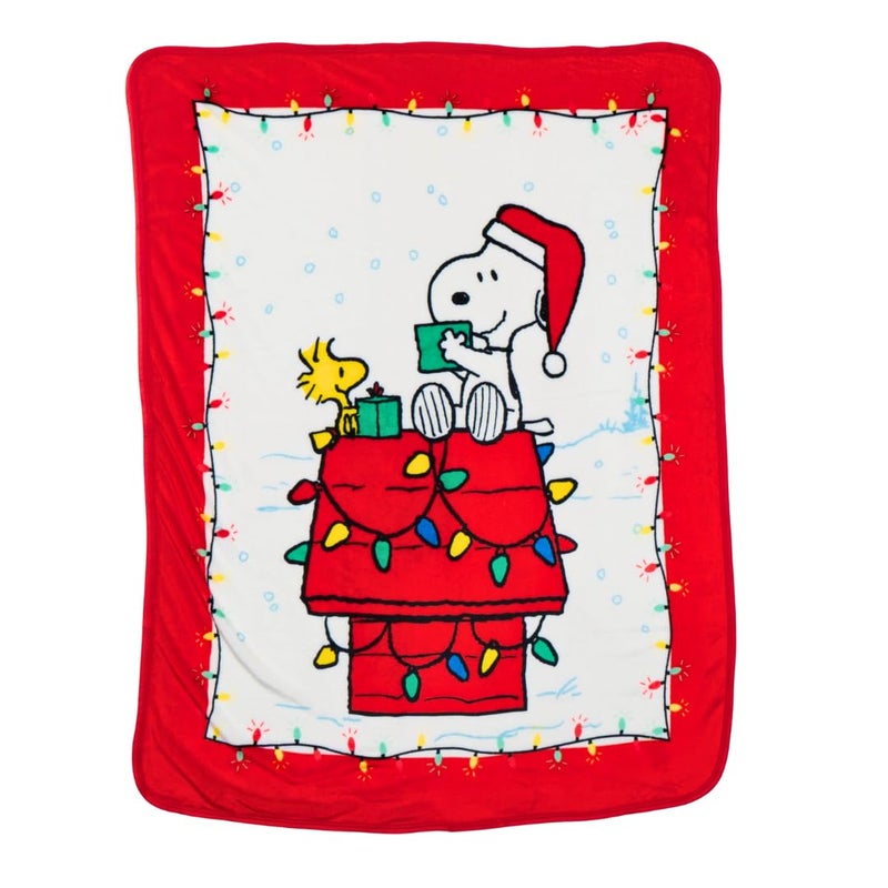 Franco Collectibles Peanuts Snoopy & Woodstock Holiday Christmas Super Soft Cozy Plush Throw  40 in x 50 in  (Official Peanuts Product) - Image 3