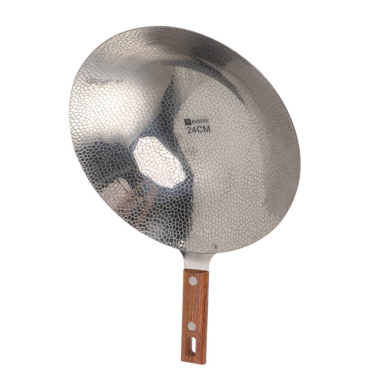Stainless Steel Frying Pan 24cm: Sturdy Wooden Handle - Fast Heating Stir Fry Pan for Home Cooks, Versatile Kitchen Culinary Use - Image 5