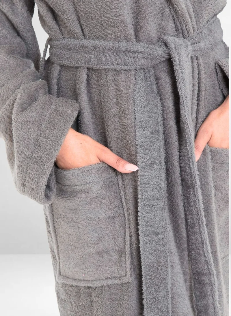 1Chase  Unisex Hooded Bathrobe Grey (S/M) – Premium Cotton, Plush And Absorbent Robe for Adults, Spa And Hotel Style  | Best Price UAE