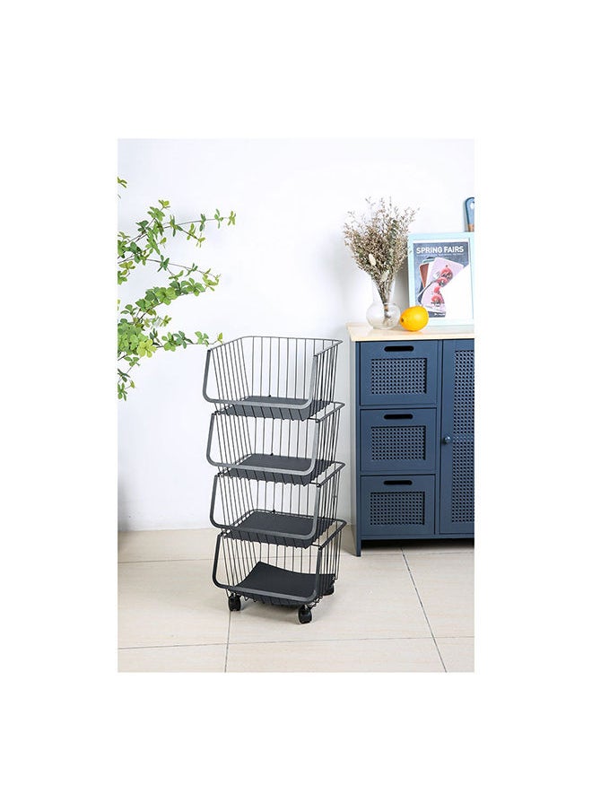 DANUBE HOME Atticus 4 Tier Iron Storage Cart With Wheels Metal Iron Modern Houseware Fruit And Vegetables Rack L 35x31 X H 84cm Black  - Image 5