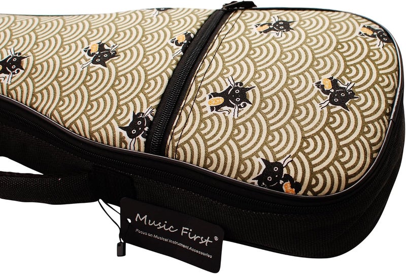 MUSIC FIRST Canvas Vintage Style 'Fortune Cats' Ukulele Case for 21 Inch Soprano - Image 5