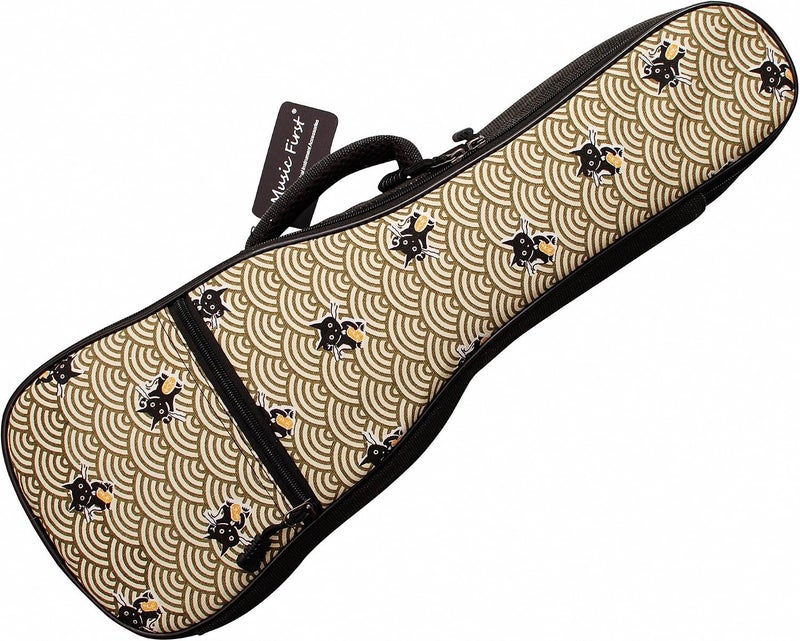 MUSIC FIRST Canvas Vintage Style 'Fortune Cats' Ukulele Case for 21 Inch Soprano - Image 1