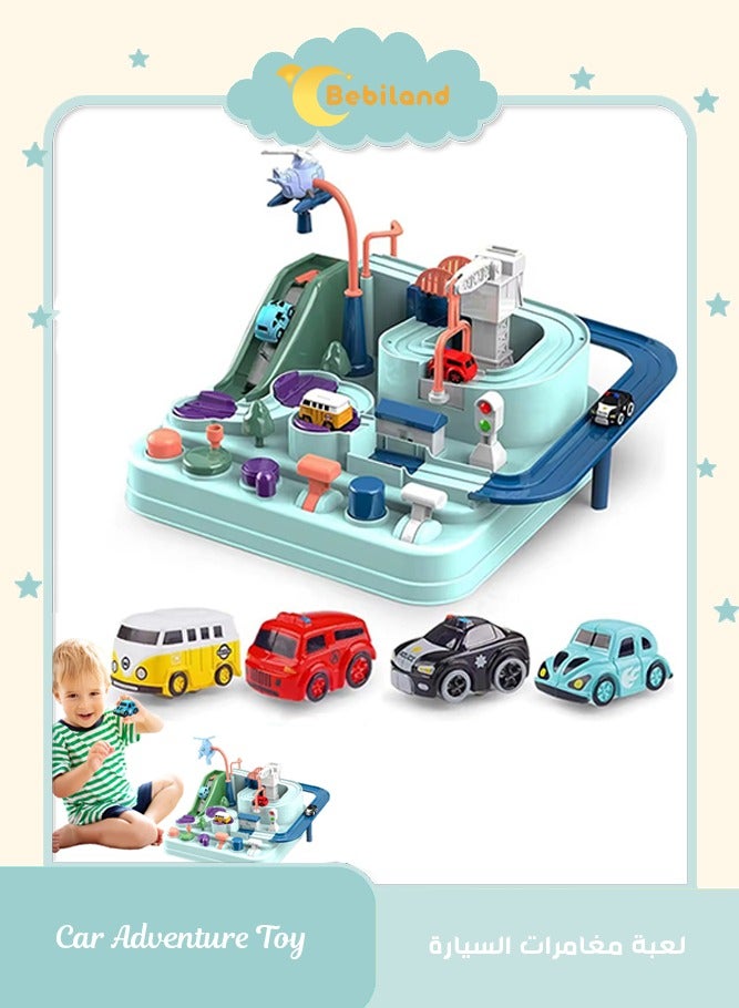 Bebiland Car Adventure Toys,  Puzzle Rail Car, City Rescue Toy with 4 Mini Cars, Preschool Educational Toys for Toddlers, Kids Race Track Toys for 3 4 5 6 7 Years Old Boys Girls - Image 1