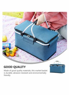 SYOSI Picnic Basket Collapsible Picnic Bag Grocery Basket Portable Cooler Basket Large Picnic Tote for Camping Travel Picnic  - Image 2