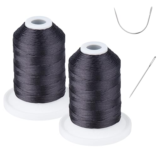 simthread UV Resistant - Heavy Duty Outdoor Thread for Hand or Machine Sewing - Simthread 100% Polyester Bonded Thread Tex 69 (12wt) - 250 Yards x 2 Spools NP-Black - Image 1