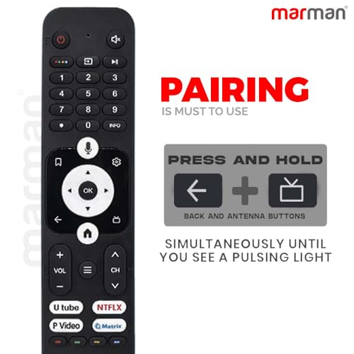 marman® Compatible with Haier Google Tv Remote Control Model HTR-U31 Suitable for LE32K800GT LE43K800UGT LE50K800UGT LE55K800UGT LE65K800UGT Television with Voice Command - Pairing Must! - Image 2