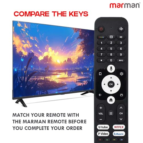 marman® Compatible with Haier Google Tv Remote Control Model HTR-U31 Suitable for LE32K800GT LE43K800UGT LE50K800UGT LE55K800UGT LE65K800UGT Television with Voice Command - Pairing Must! - Image 3