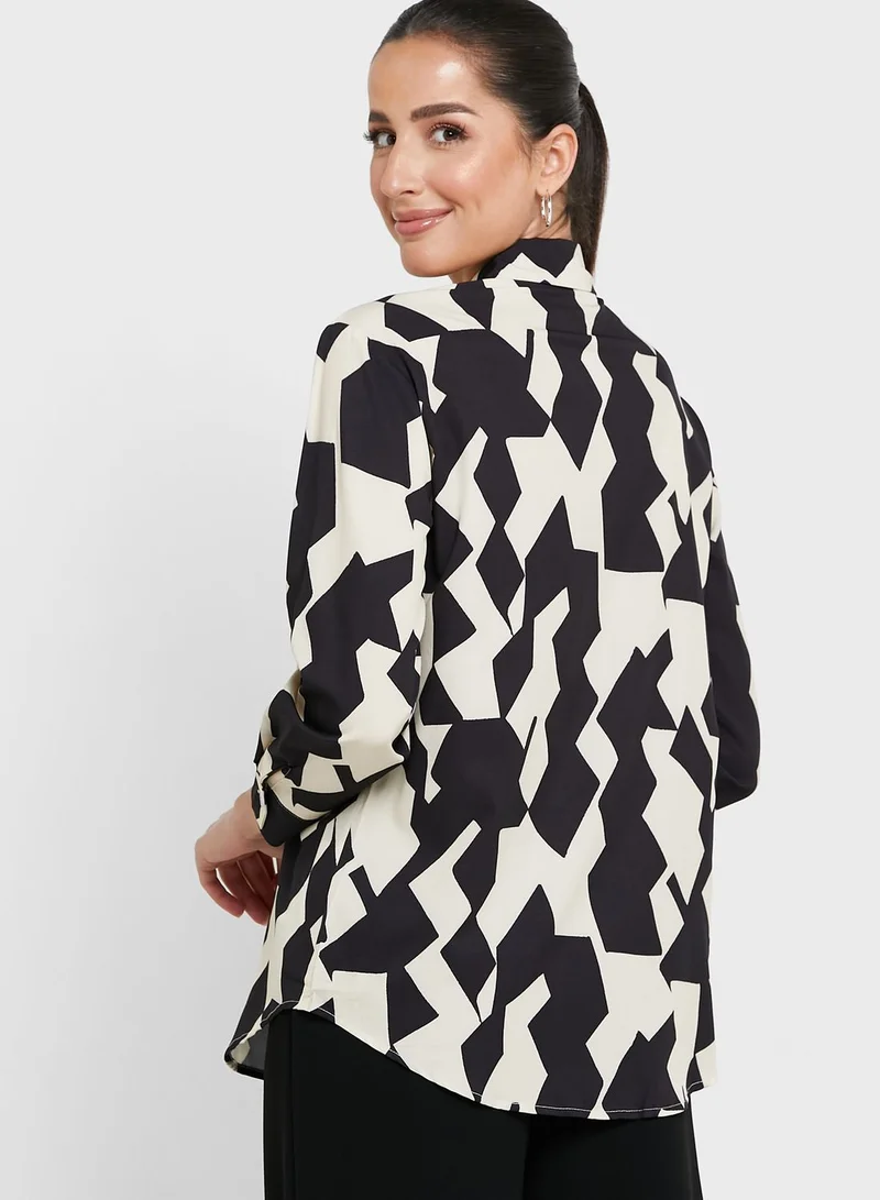 ELLA Printed Pocket Detail Shirt