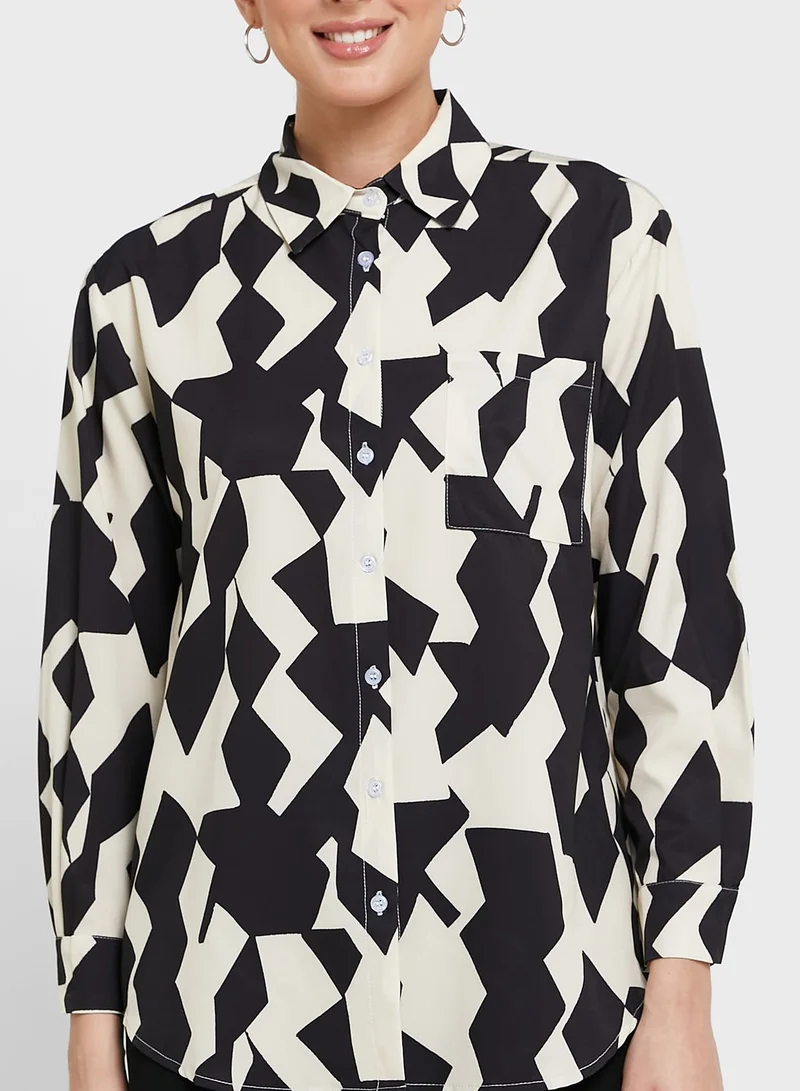 ELLA Printed Pocket Detail Shirt