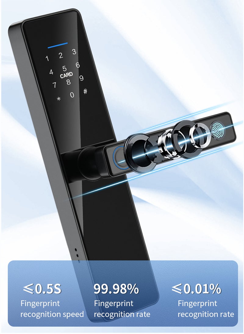 Smart Lock, Easy Installation Entry Fingerprint Door Lock, 6-in-1  Entry Door Lock, Password, Cards, Keys, Temporary Password, APP Remote Control Unlock
