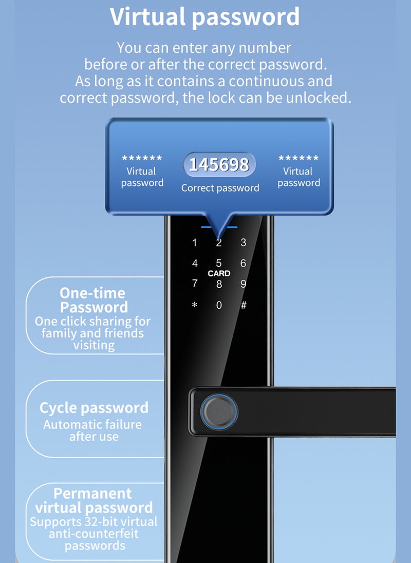 Smart Lock, Easy Installation Entry Fingerprint Door Lock, 6-in-1  Entry Door Lock, Password, Cards, Keys, Temporary Password, APP Remote Control Unlock