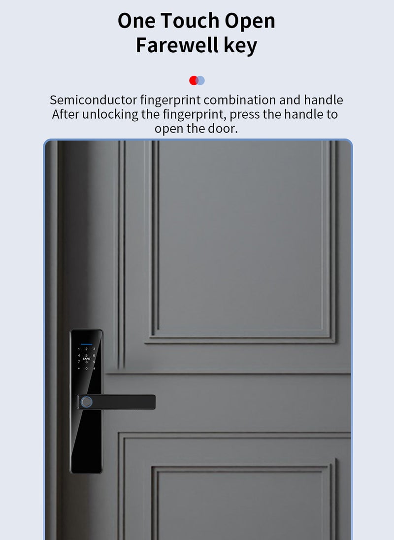 Smart Lock, Easy Installation Entry Fingerprint Door Lock, 6-in-1  Entry Door Lock, Password, Cards, Keys, Temporary Password, APP Remote Control Unlock