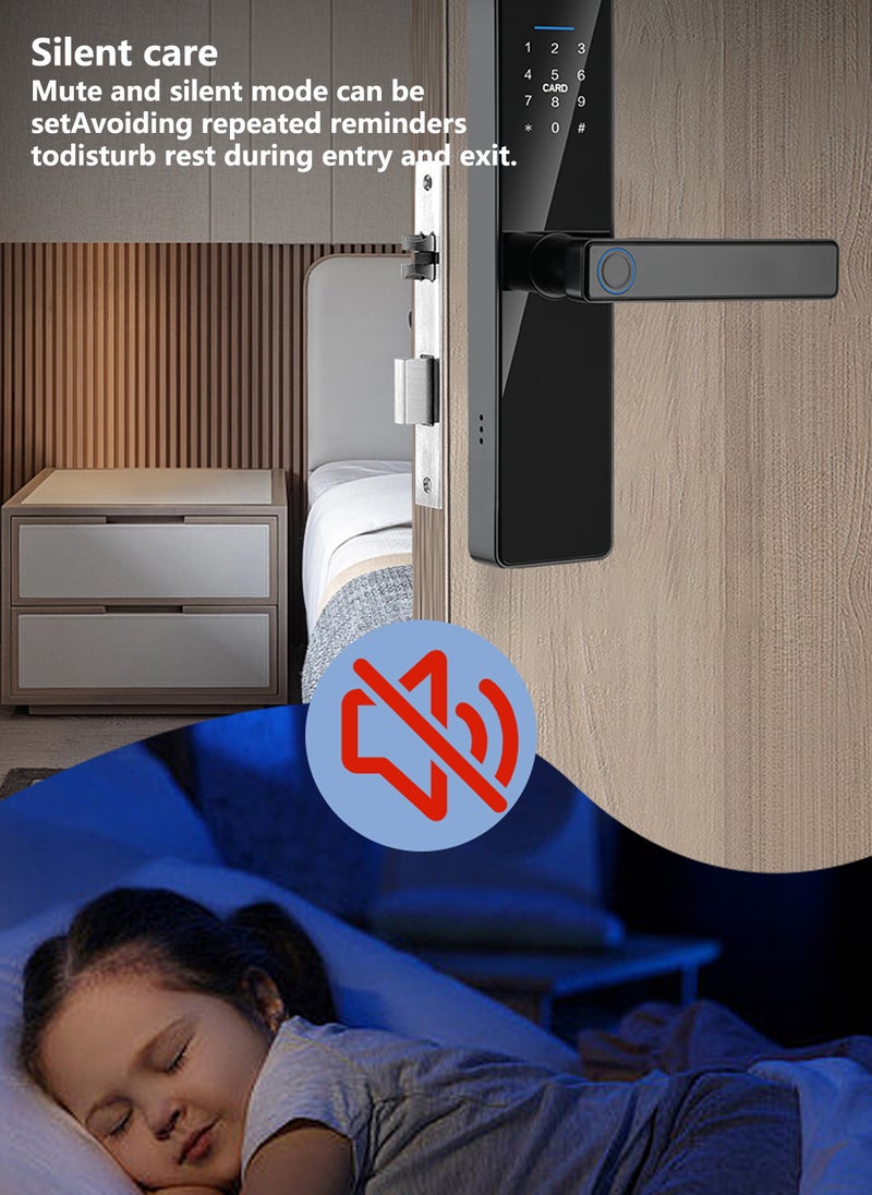 Smart Lock, Easy Installation Entry Fingerprint Door Lock, 6-in-1  Entry Door Lock, Password, Cards, Keys, Temporary Password, APP Remote Control Unlock