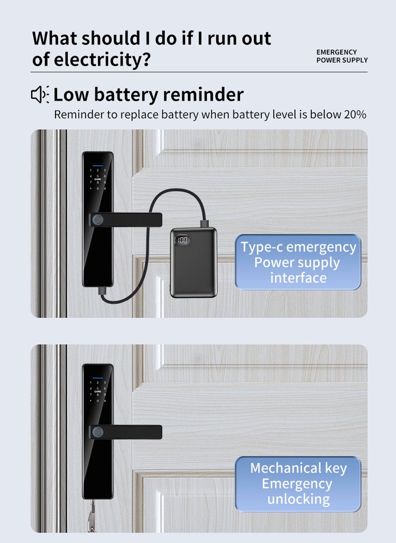 Smart Lock, Easy Installation Entry Fingerprint Door Lock, 6-in-1  Entry Door Lock, Password, Cards, Keys, Temporary Password, APP Remote Control Unlock