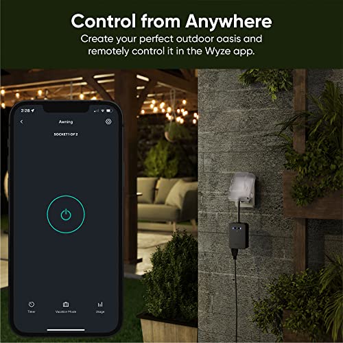 Wyze Plug Outdoor, Dual Outlets Energy Monitoring, IP64, 2.4GHz WiFi Smart Plug, Works with Alexa, Google Assistant, IFTTT, No Hub Required, Black - Image 3
