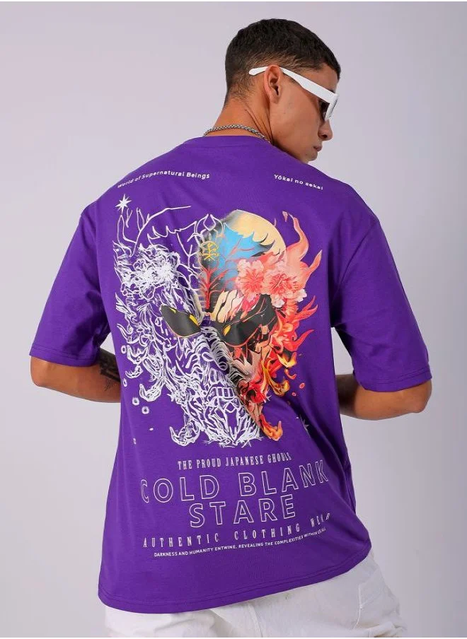 شركة المرآب الهندية Men Boxy Fit Printed Purple T-Shirt