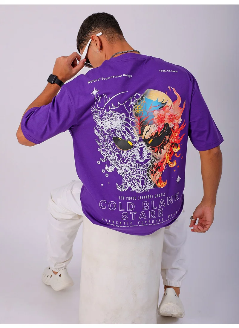 شركة المرآب الهندية Men Boxy Fit Printed Purple T-Shirt