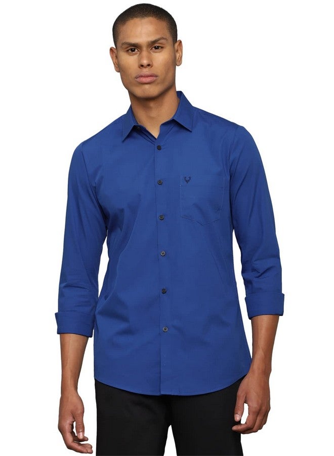 Allen Solly Allen Solly Men's Solid Regular Fit Shirt (ASSFQMOBM94341_Medium Blue 40) - Image 1