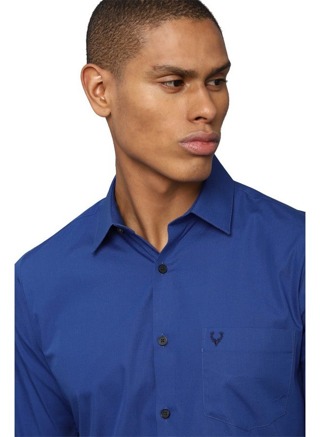 Allen Solly Allen Solly Men's Solid Regular Fit Shirt (ASSFQMOBM94341_Medium Blue 40) - Image 4