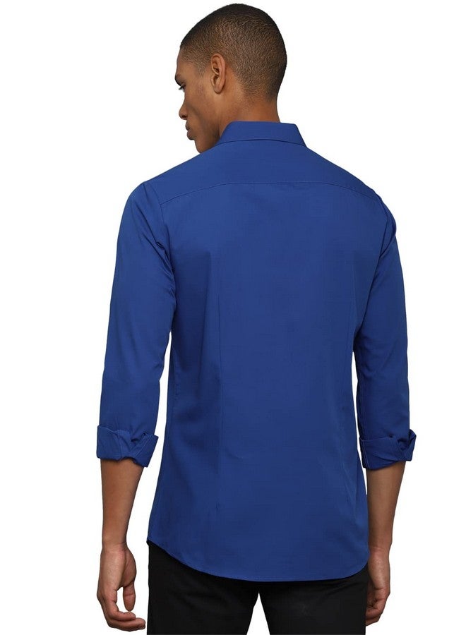 Allen Solly Allen Solly Men's Solid Regular Fit Shirt (ASSFQMOBM94341_Medium Blue 40) - Image 3