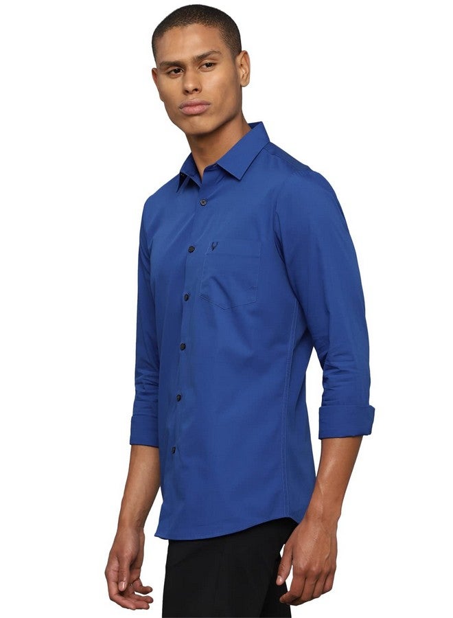 Allen Solly Allen Solly Men's Solid Regular Fit Shirt (ASSFQMOBM94341_Medium Blue 40) - Image 2