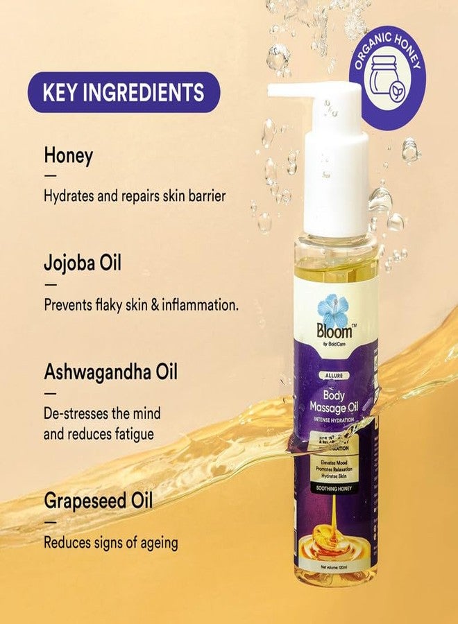 Bloom by Boldcare Bloom by Bold Care Sensual Massage Oil | For Couples Massage | Reduces Fatigue and Stress | Hydrates Skin | Builds Connections | Natural Massage Oil with Pure Honey | For Sensitive Skin | (120 ml) - Image 3