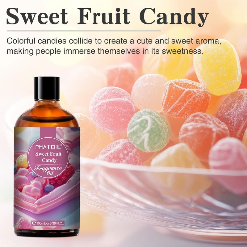 PHATOIL Sweet Fruit Candy Fragrance Oils for Aromatherapy, 3.38FL.OZ Diffuser Oils for Home, Perfect for Aromatherapy, Humidifiers, Yoga, DIY Candle and Soap Making - 100ml - Image 2