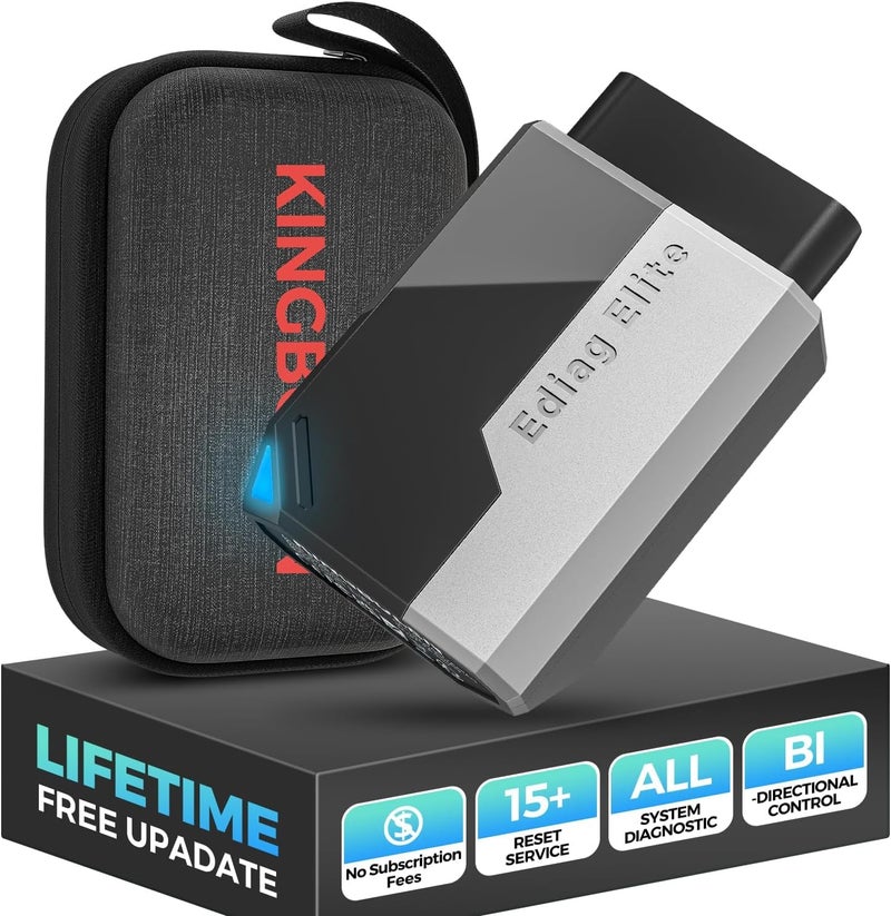 كينج بولين ماسح ضوئي KINGBOLEN EDIAG Elite Obd2 بتقنية البلوتوث، أداة مسح ضوئي ثنائية الاتجاه، أداة تشخيص السيارة للنظام الكامل لنظام iOS وAndroid، 15 إعادة ضبط الزيت، الفرامل، أداة تجديد DPF بدون اشتراكات تحديث - Image 1