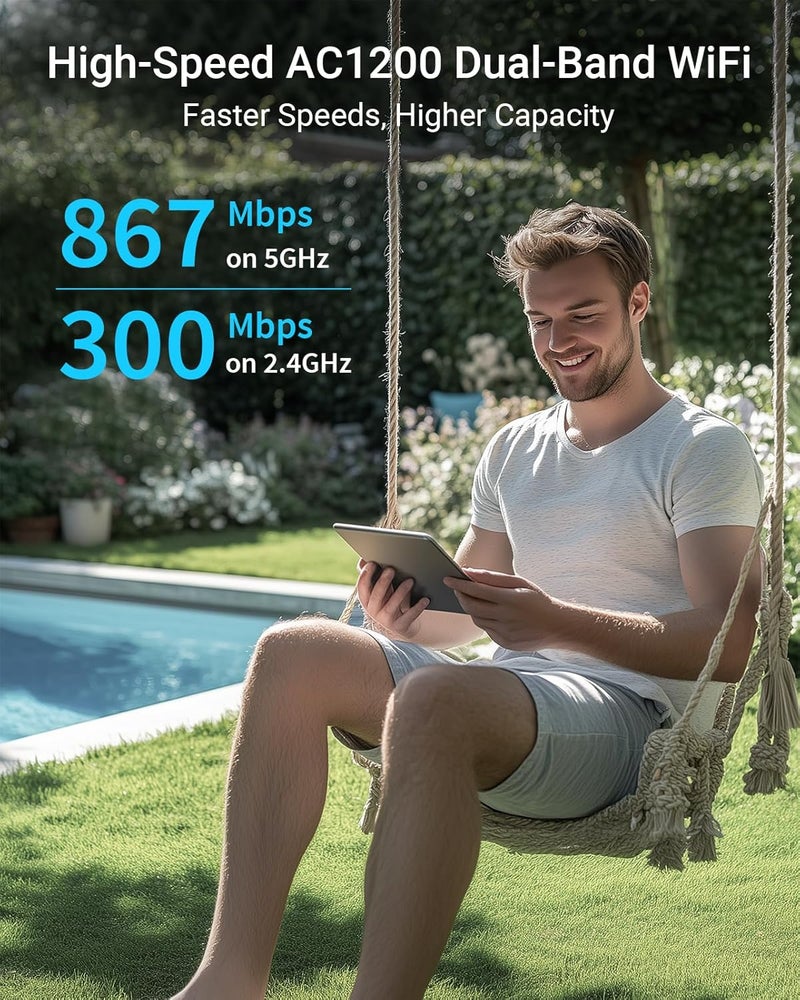 BrosTrend نقطة وصول خارجية طويلة المدى AC1200 من BrosTrend، نقطة وصول واي فاي جيجابت مقاومة للعوامل الجوية بتصنيف IP65، ثنائي النطاق 5GHz + 2.4G، مدعومة بتقنية PoE، مع محقن PoE سلبي، متوافقة عالميًا، نقطة وصول لاسلكية للفناء والمزرعة والمركبات الترفيهية - Image 2