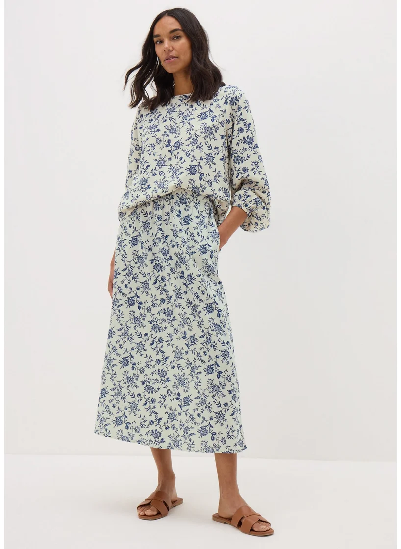 Matalan Blue Floral Co Ord Midi Skirt