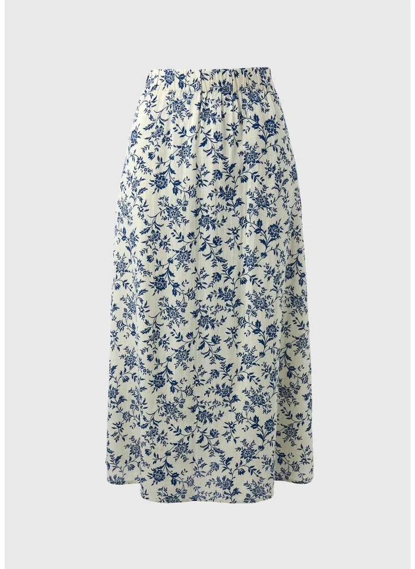 Matalan Blue Floral Co Ord Midi Skirt