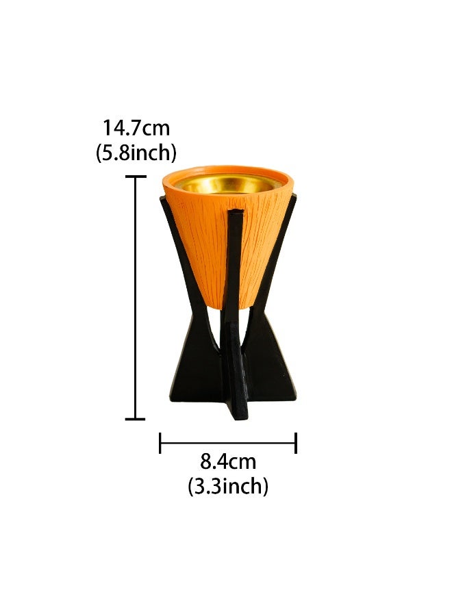 Resin inverted conical wood-grain incense burner, festival incense container, aroma diffuser, tower incense holder, sandalwood incense burner - Image 2