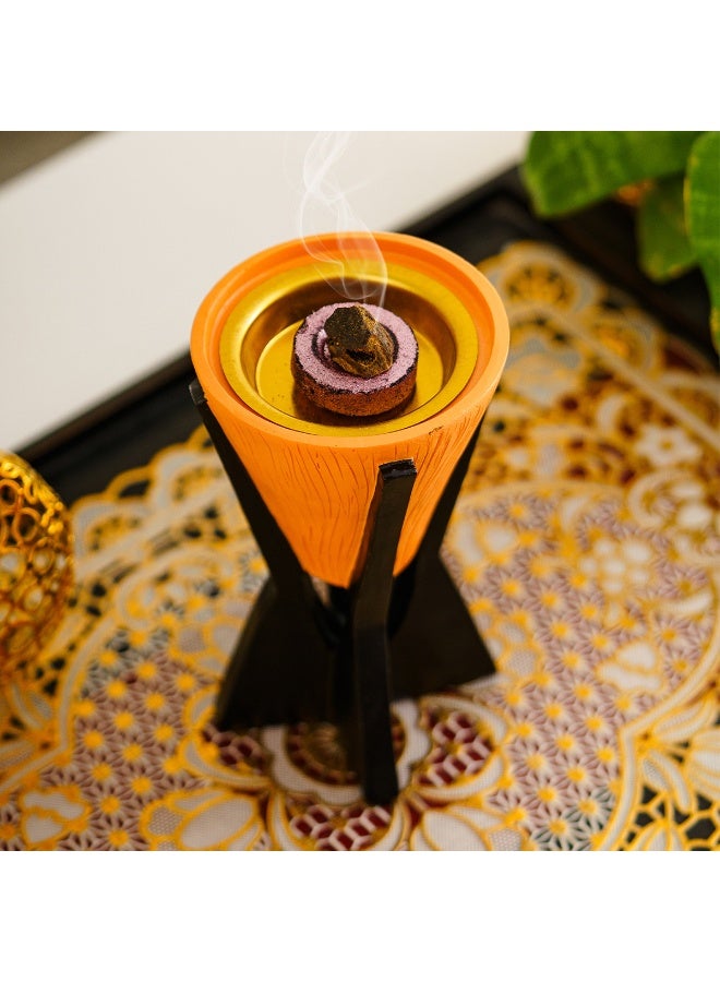 Resin inverted conical wood-grain incense burner, festival incense container, aroma diffuser, tower incense holder, sandalwood incense burner - Image 1