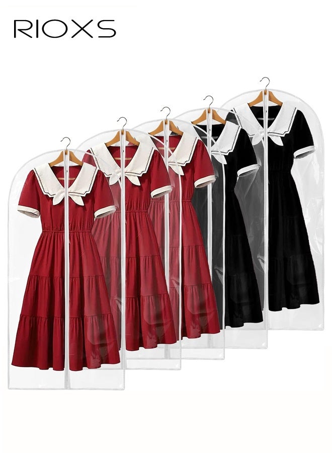 ريوكس 5 حزم من أكياس الملابس الشفافة المعلقة، أكياس ملابس 60 × 120 سم لتخزين الملابس في الخزانة، أكياس بلاستيكية مقاومة للماء مع سحاب كامل للمعاطف والسترات والفساتين والفراء والمزيد - Image 1