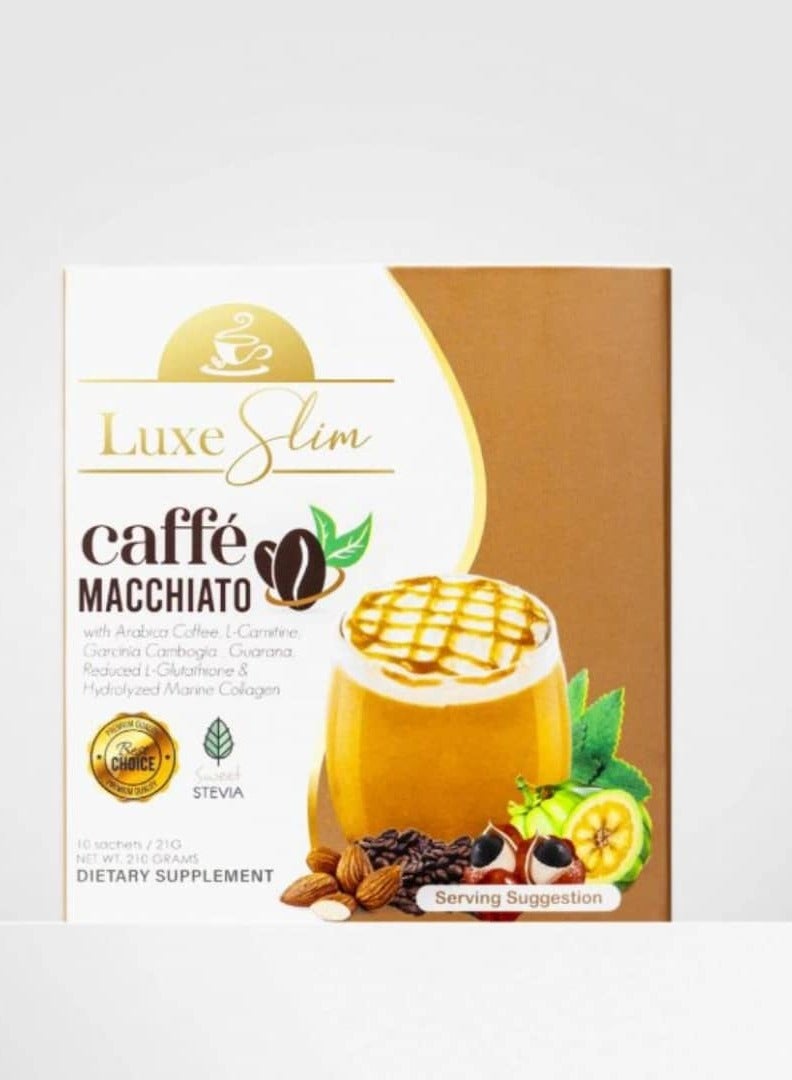 لوكس سليم قهوة ماكياتو مع الكولاجين المتحلل والجلوتاثيون 10 أكياس - Image 1