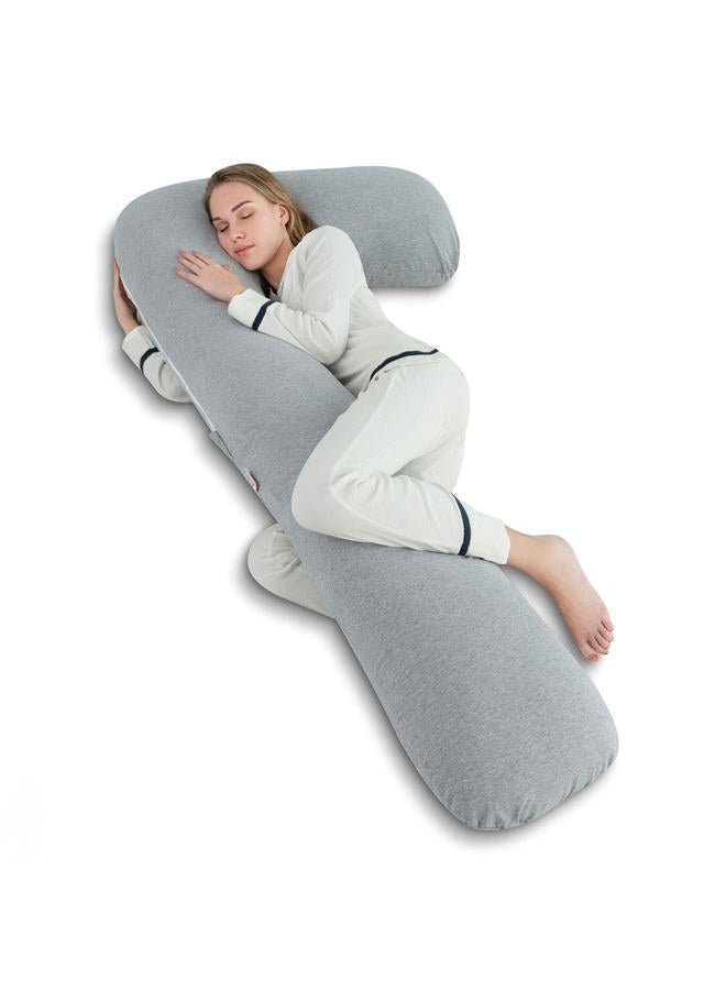 AngQi Body Pregnancy Pillow with Jersey Cover, L Shaped Full Body Pillow for Pregnant Women and Side Sleeping - Image 1