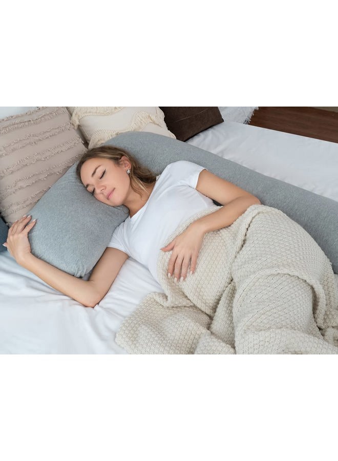 AngQi Body Pregnancy Pillow with Jersey Cover, L Shaped Full Body Pillow for Pregnant Women and Side Sleeping - Image 3