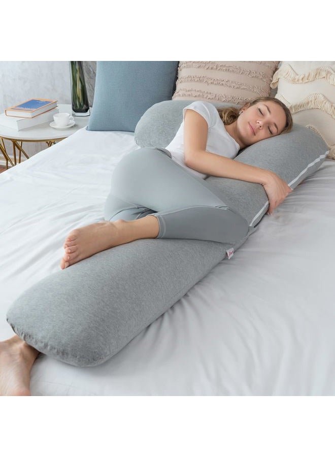 AngQi Body Pregnancy Pillow with Jersey Cover, L Shaped Full Body Pillow for Pregnant Women and Side Sleeping - Image 2
