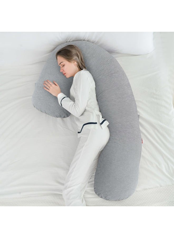 AngQi Body Pregnancy Pillow with Jersey Cover, L Shaped Full Body Pillow for Pregnant Women and Side Sleeping - Image 5