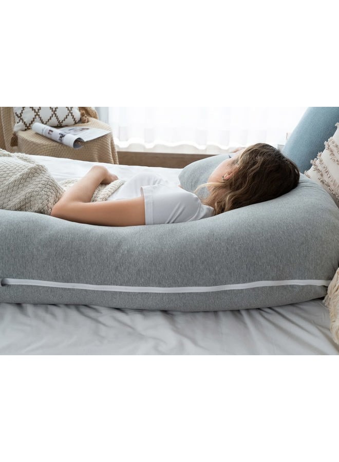 AngQi Body Pregnancy Pillow with Jersey Cover, L Shaped Full Body Pillow for Pregnant Women and Side Sleeping - Image 4
