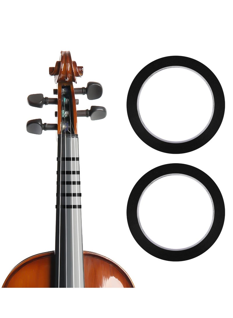 SOLARAE 2 Rolls Violin Fingering Tape for Fretboard, 216 ft/66m Orchestral Instrument Fingering Tape Fingerboard Tape Note Positions Violin Accessories for Beginners Cello Guitar - Black - Image 1