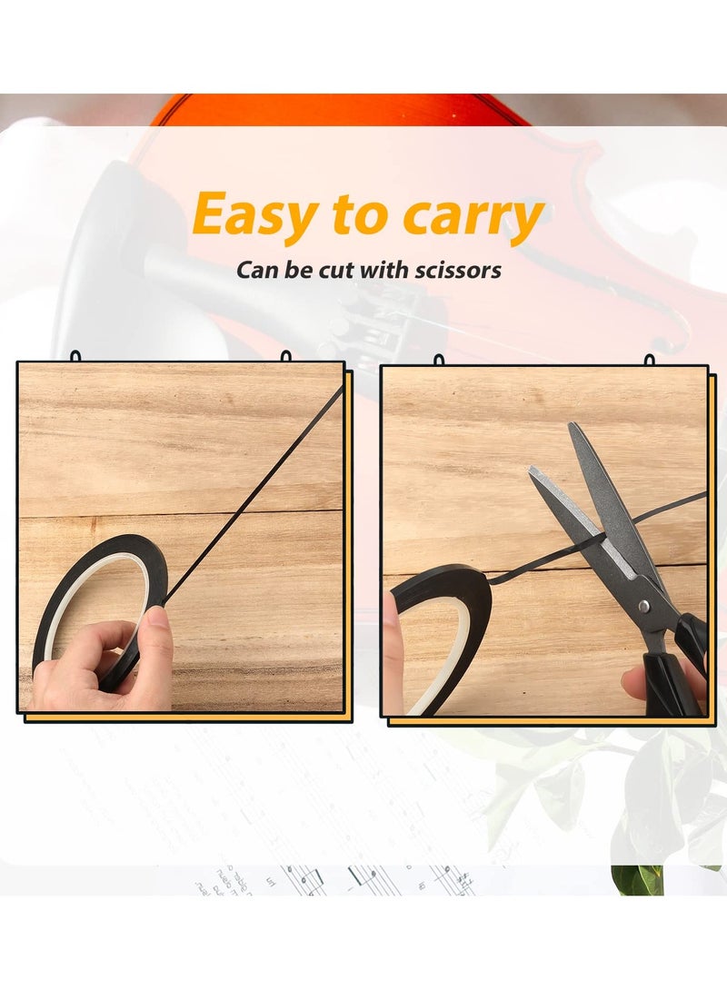 SOLARAE 2 Rolls Violin Fingering Tape for Fretboard, 216 ft/66m Orchestral Instrument Fingering Tape Fingerboard Tape Note Positions Violin Accessories for Beginners Cello Guitar - Black - Image 3