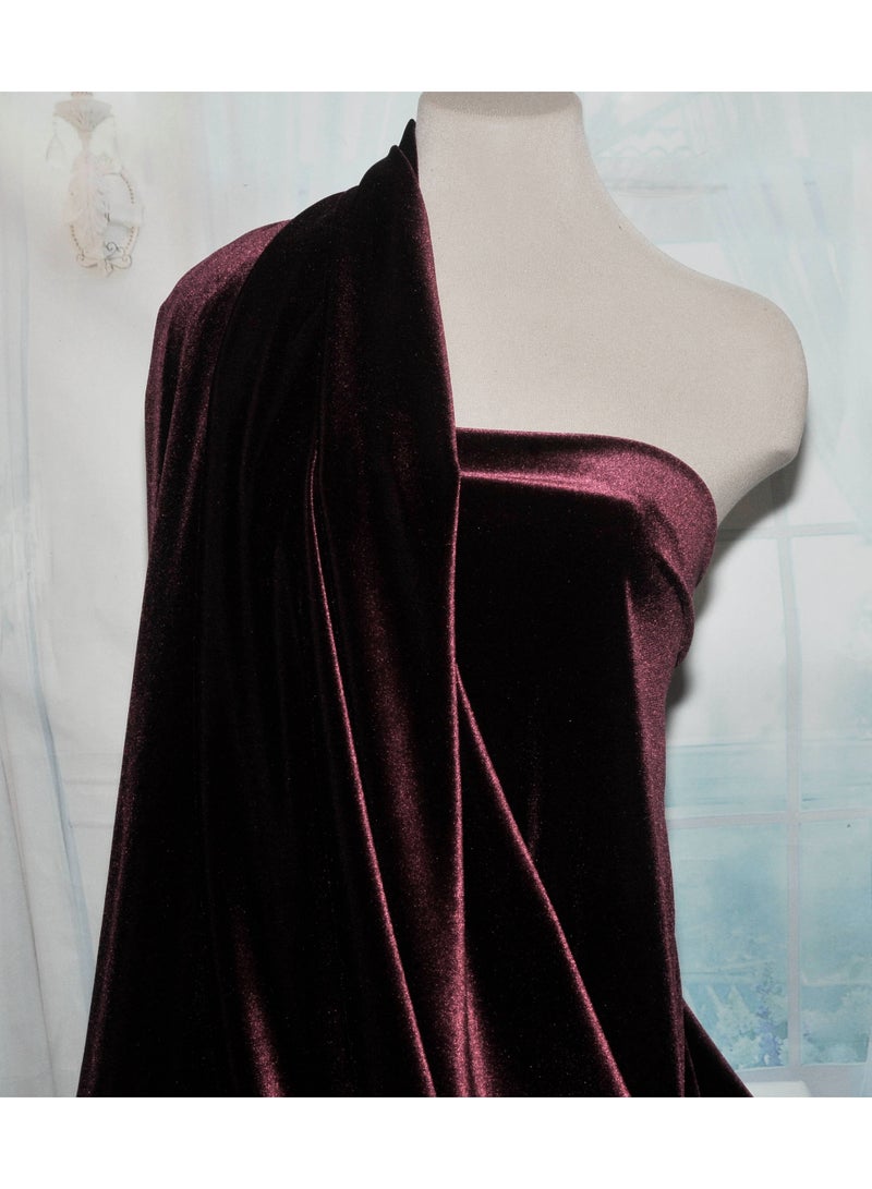 JewelOnPalette Burgundy Velvet Fabric – Luxury 4-Way Stretch Velvet Fabric by the Yard – Soft, Smooth & Elegant Material | 56" Wide - Image 1