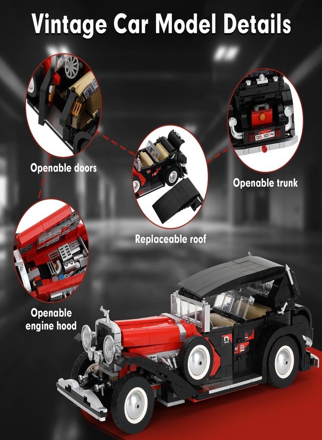 Redants Vintage Car Model Building Blocks Set, Classic Cars Building Kits for Age 12+ or Adult Collections Enthusiasts - Image 5