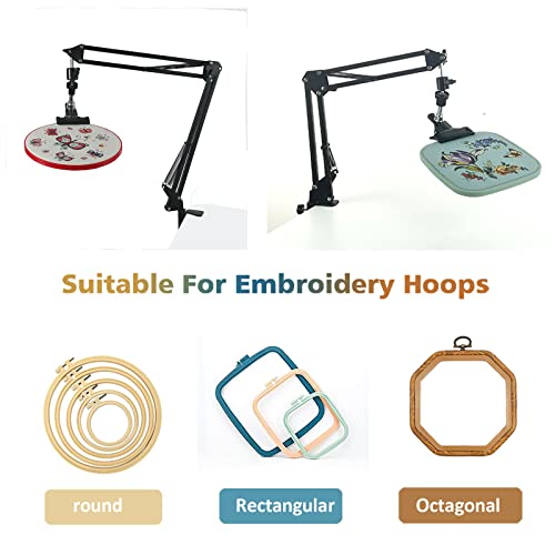 Femeoum Hand Embroidery Hoop Holder Adjust Embroidery Hoop Stand Metal Embroidery Lap Stand Folding Hand Embroidery Stand Lap Cross Stitch Stand Hands, Suitable for Embroidery Hoops - Image 5
