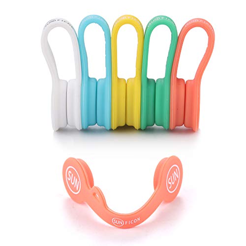 SUNFICON Cable Organizers Clips Magnetic Earbuds Cords Winder Bookmark Clips Whiteboard Noticeboard Fridge Magnets USB Cable Manager Ties Straps for Home,Office,School 5 Pack Assorted Light Colors - Image 1
